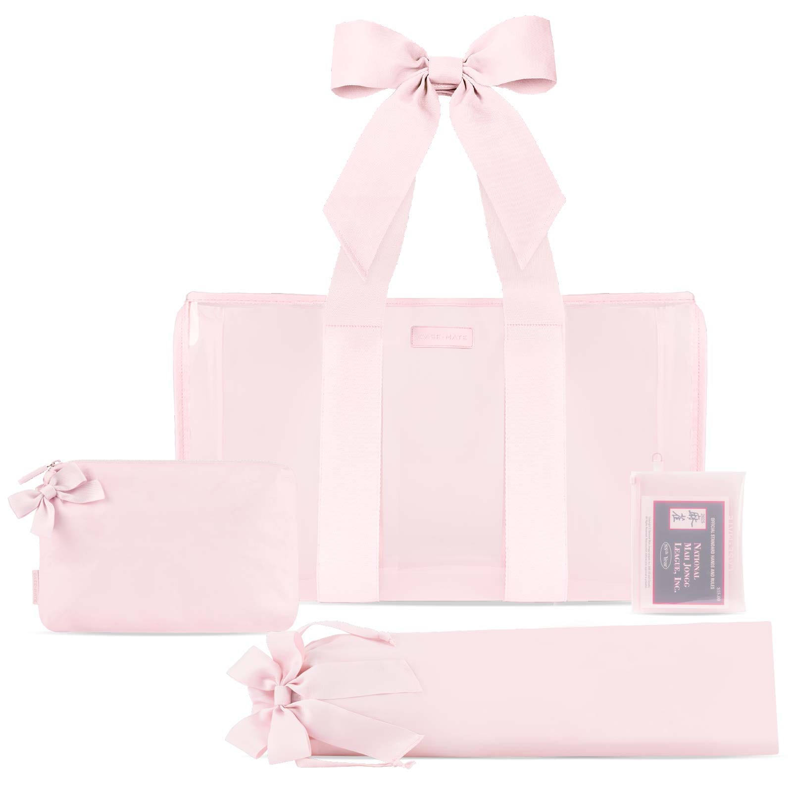 Case-Mate Ballet Pink Bow Mahjong Jelly Tote Set