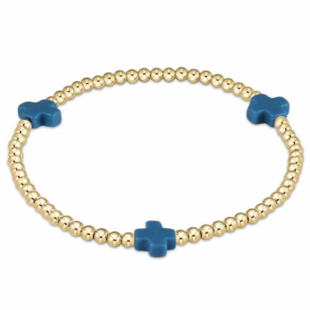ENewton Cobalt 3mm Gold Signature Cross Bracelet