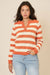 Deep Notch Neck Stripe Knit Sweater