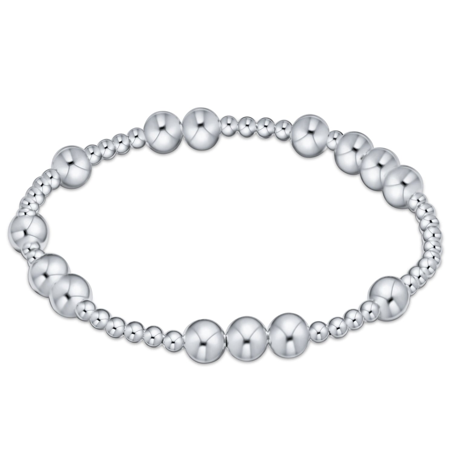 Silver beaded bracelet on a white background