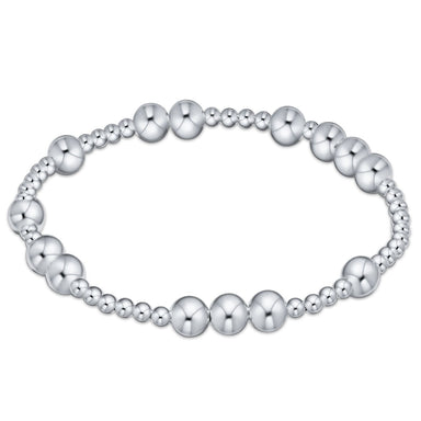 Silver beaded bracelet on a white background