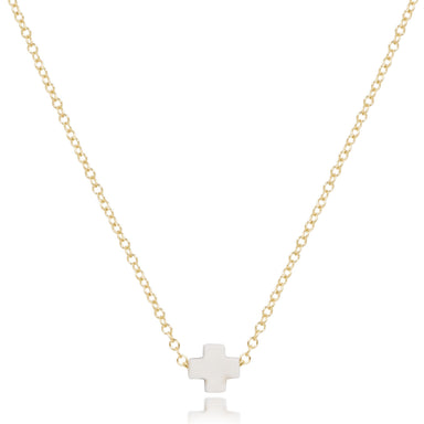 A gold-filled 16-inch chain necklace with an off-white small signature cross pendant from ENewton.