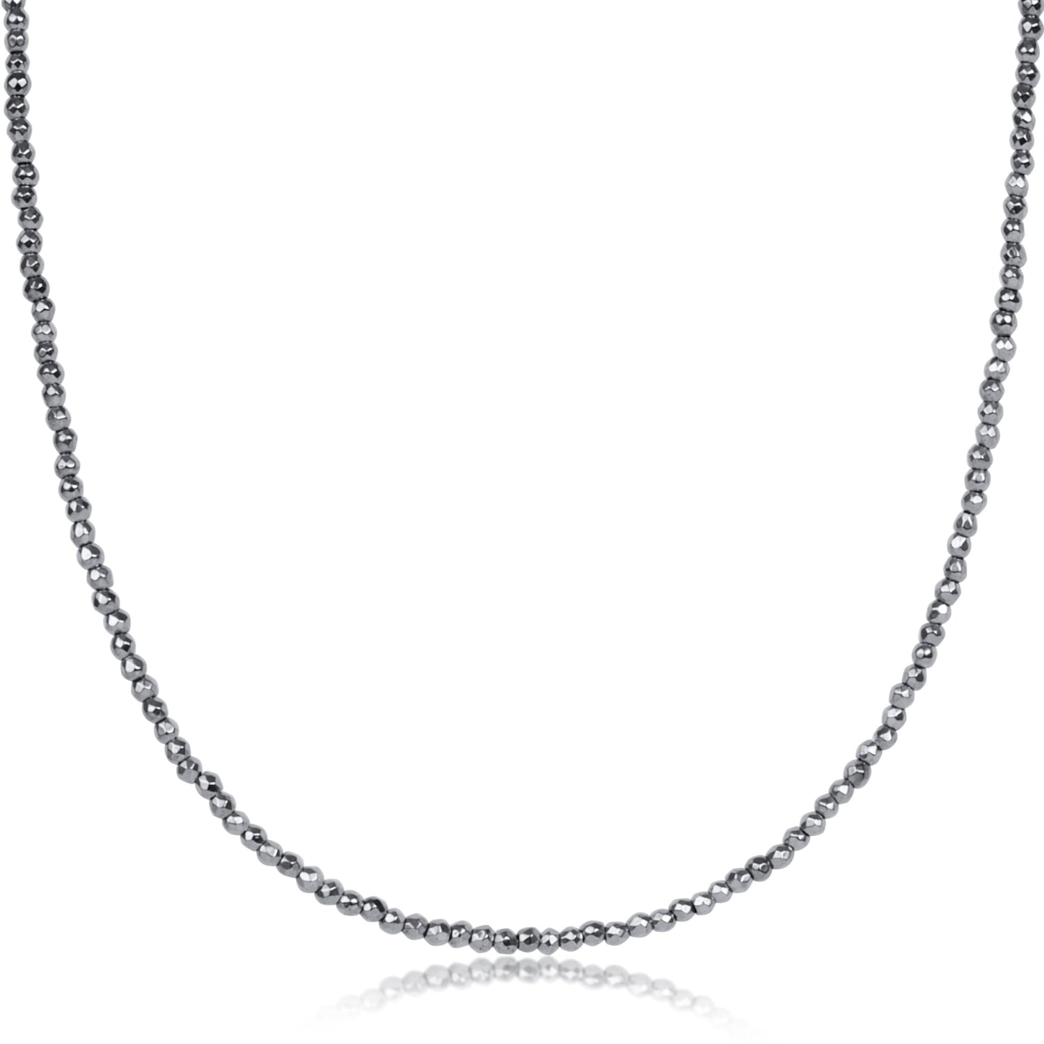 ENewton 17" Choker 2mm Silver Faceted Hematite Necklace