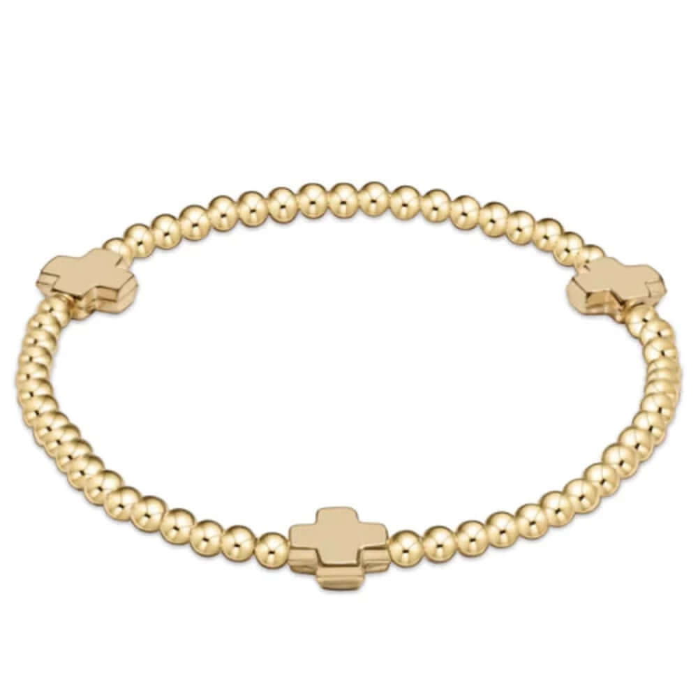 3mm Gold Signature Cross Bracelet E Newton 