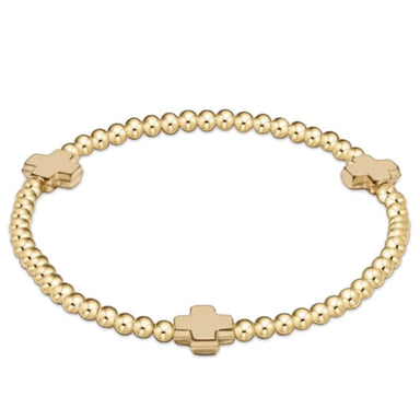 3mm Gold Signature Cross Bracelet E Newton 