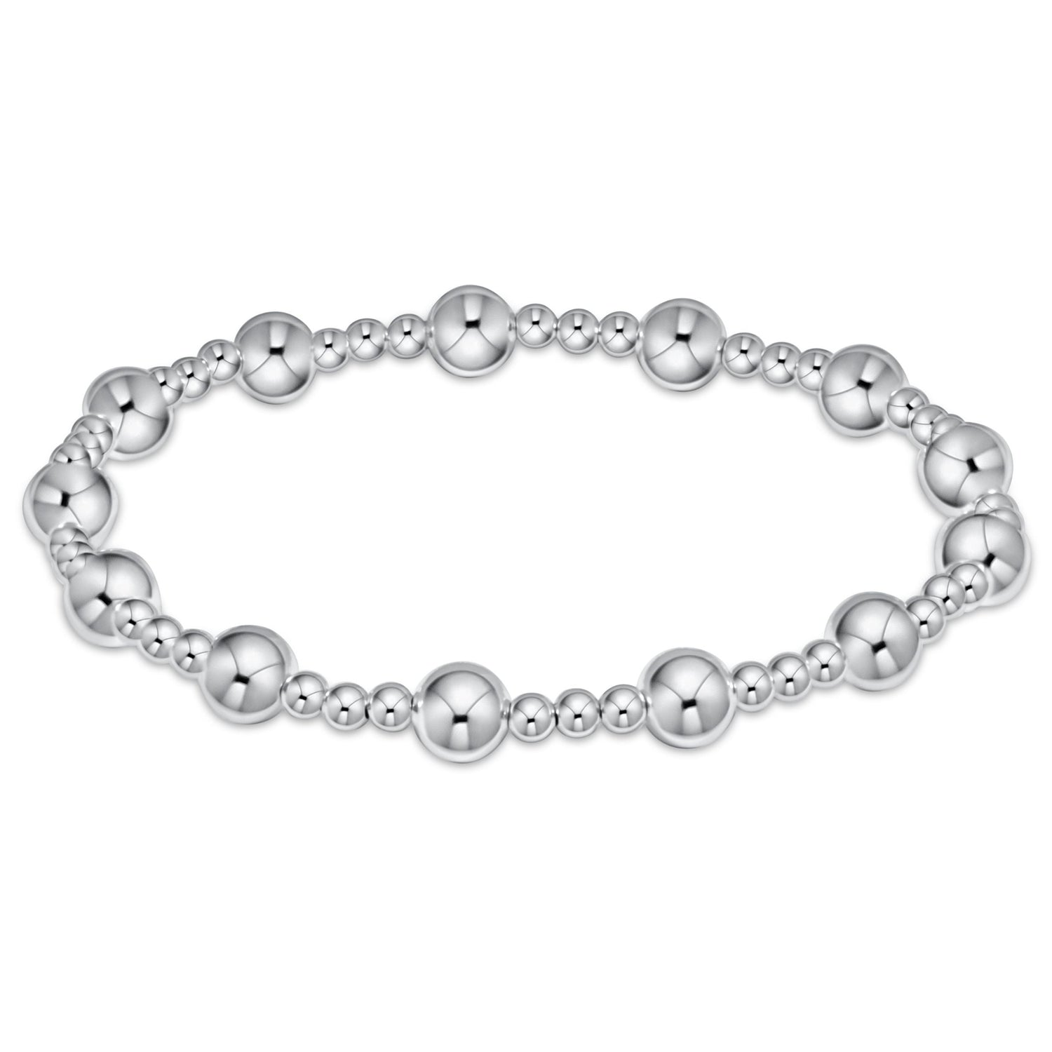 Silver beaded bracelet on a white background