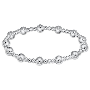 Silver beaded bracelet on a white background