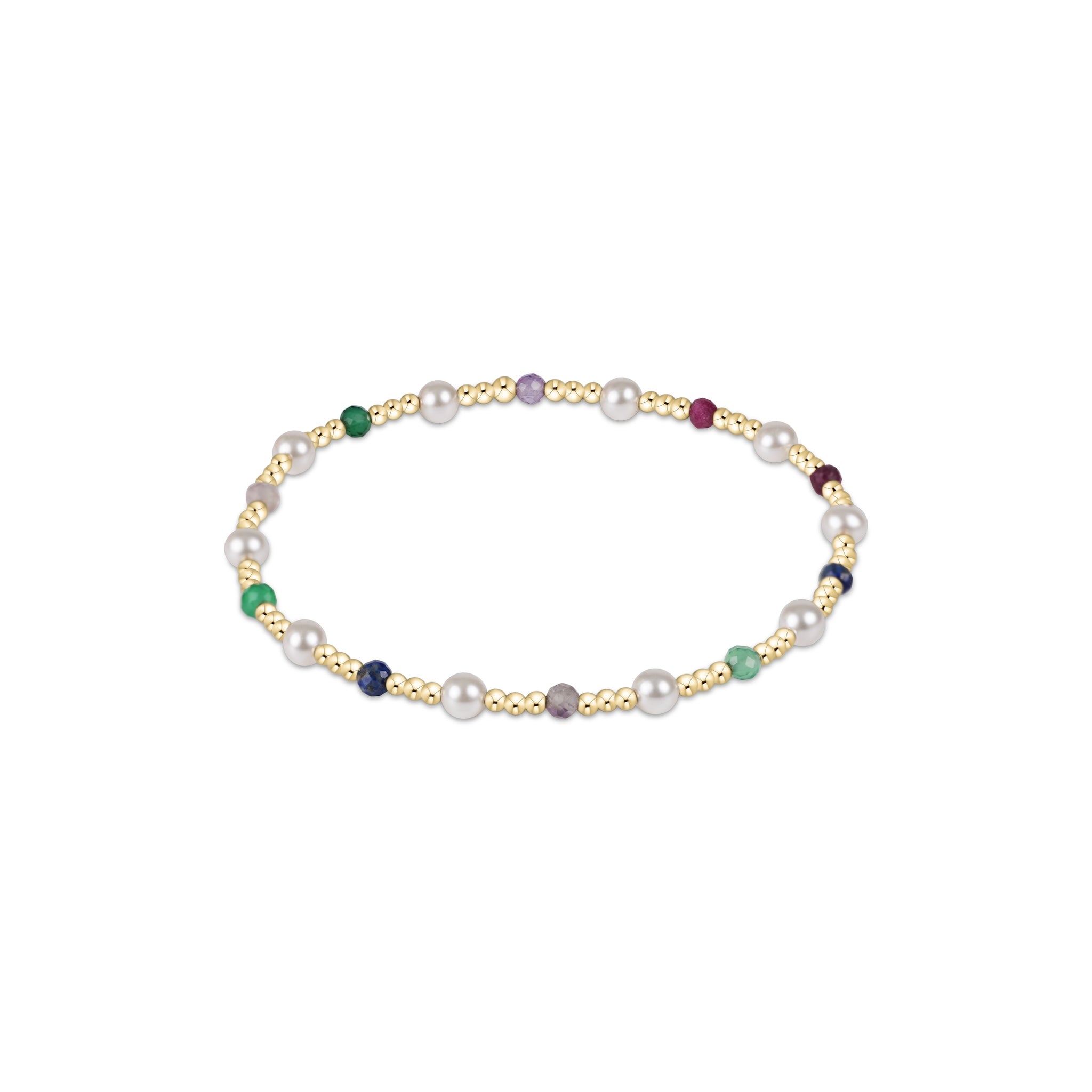 Bracelet with pearls and multicolored beads on a white background