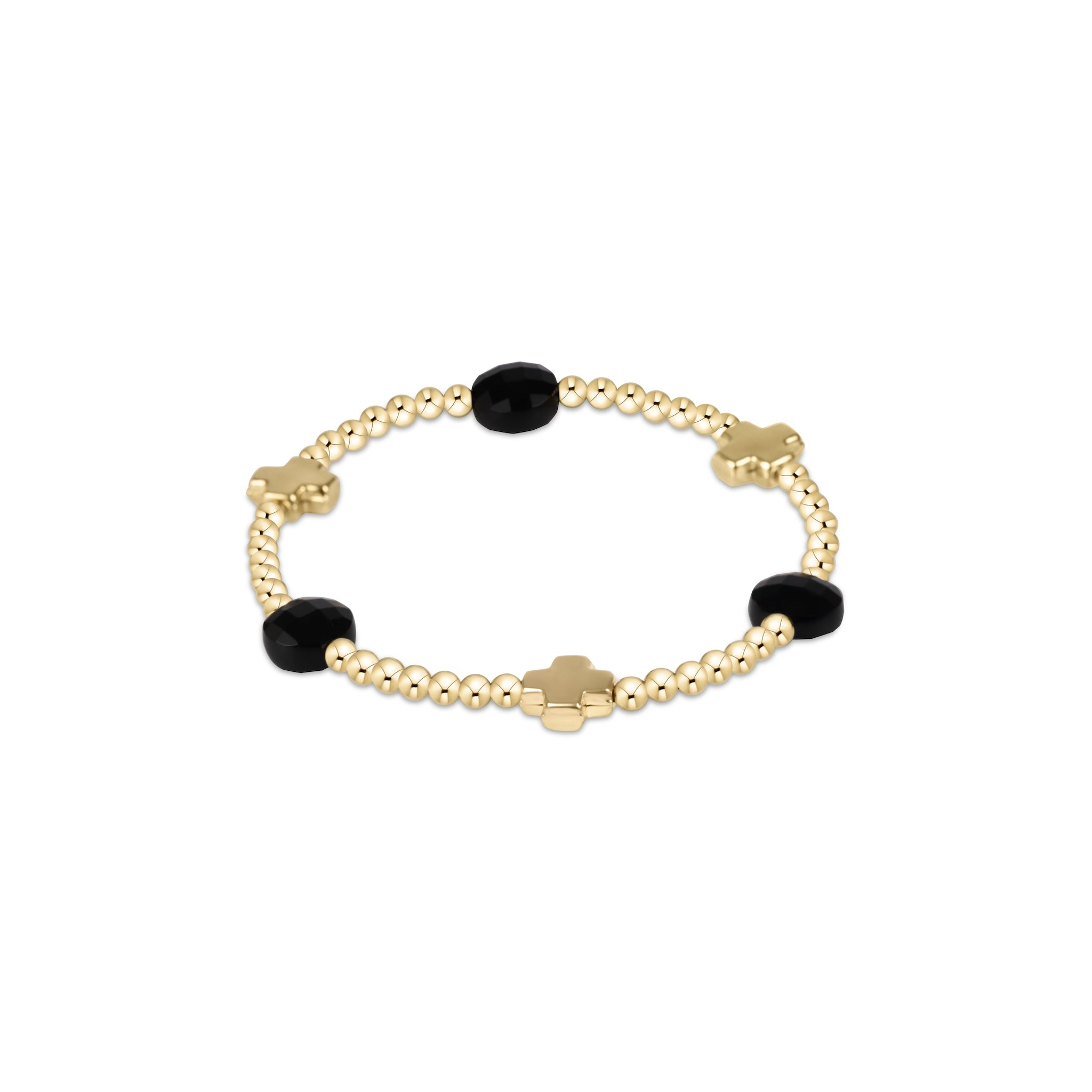 ENewton Signature Cross Admire Faceted Onyx 3mm Bracelet