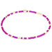 Necklace with purple beads and gold accents on a white background