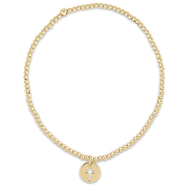 E Newton Classic Gold 2mm Bead Bracelet - Blessed Small Gold Disc