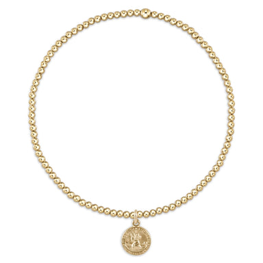 E Newton Classic Gold 2mm Bead Bracelet - Protection Small Gold Disc