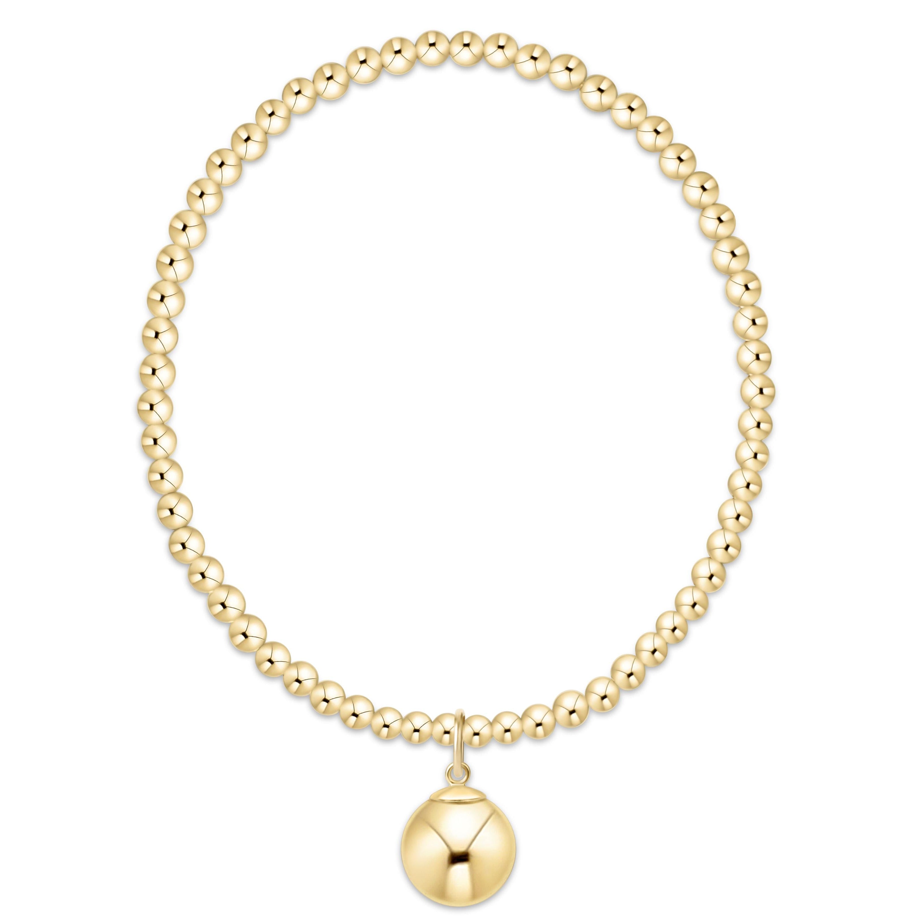 E Newton Classic Gold 3mm Bracelet Classic Gold 10mm Charm
