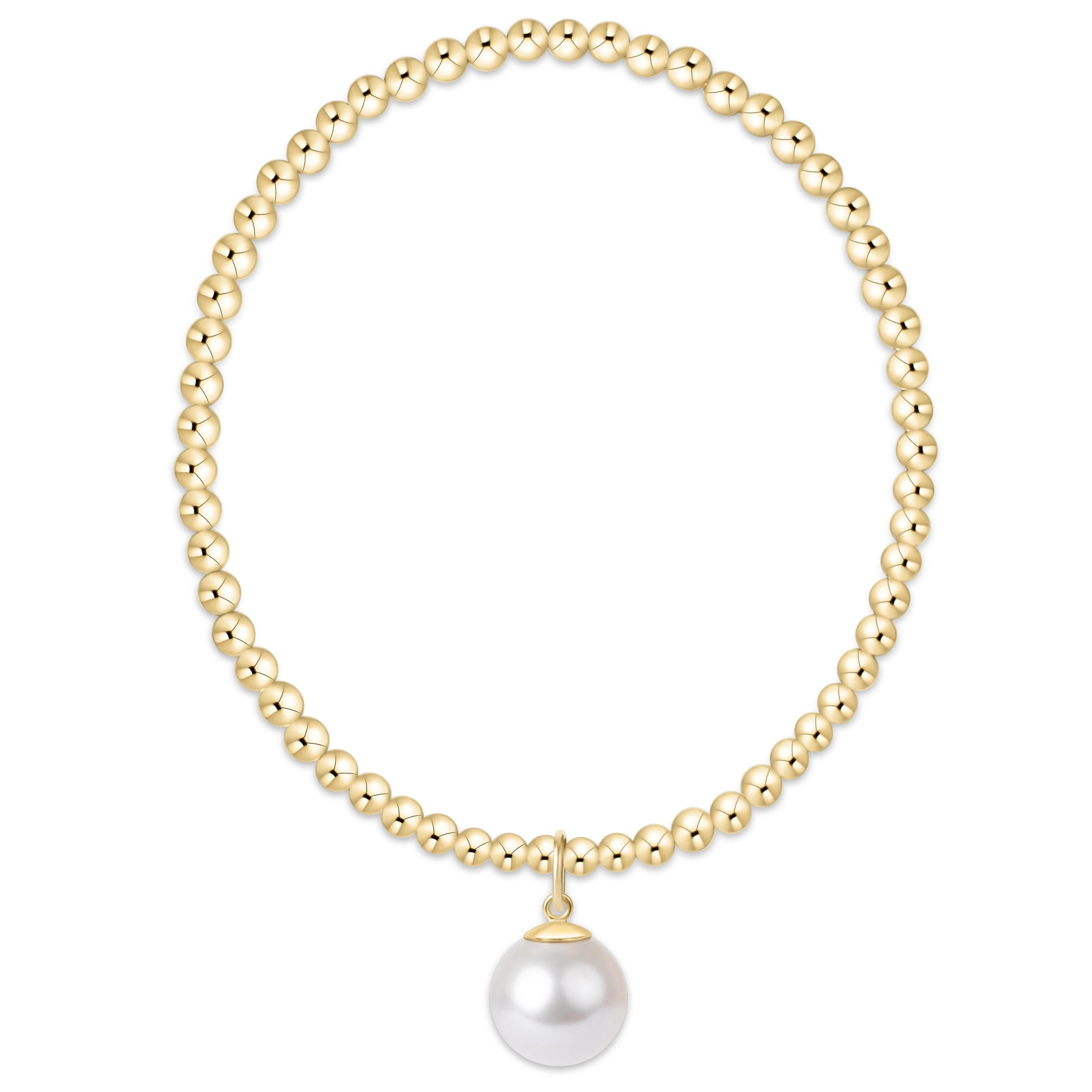 E Newton Classic Gold 3mm Bracelet with Gold 10mm Charm