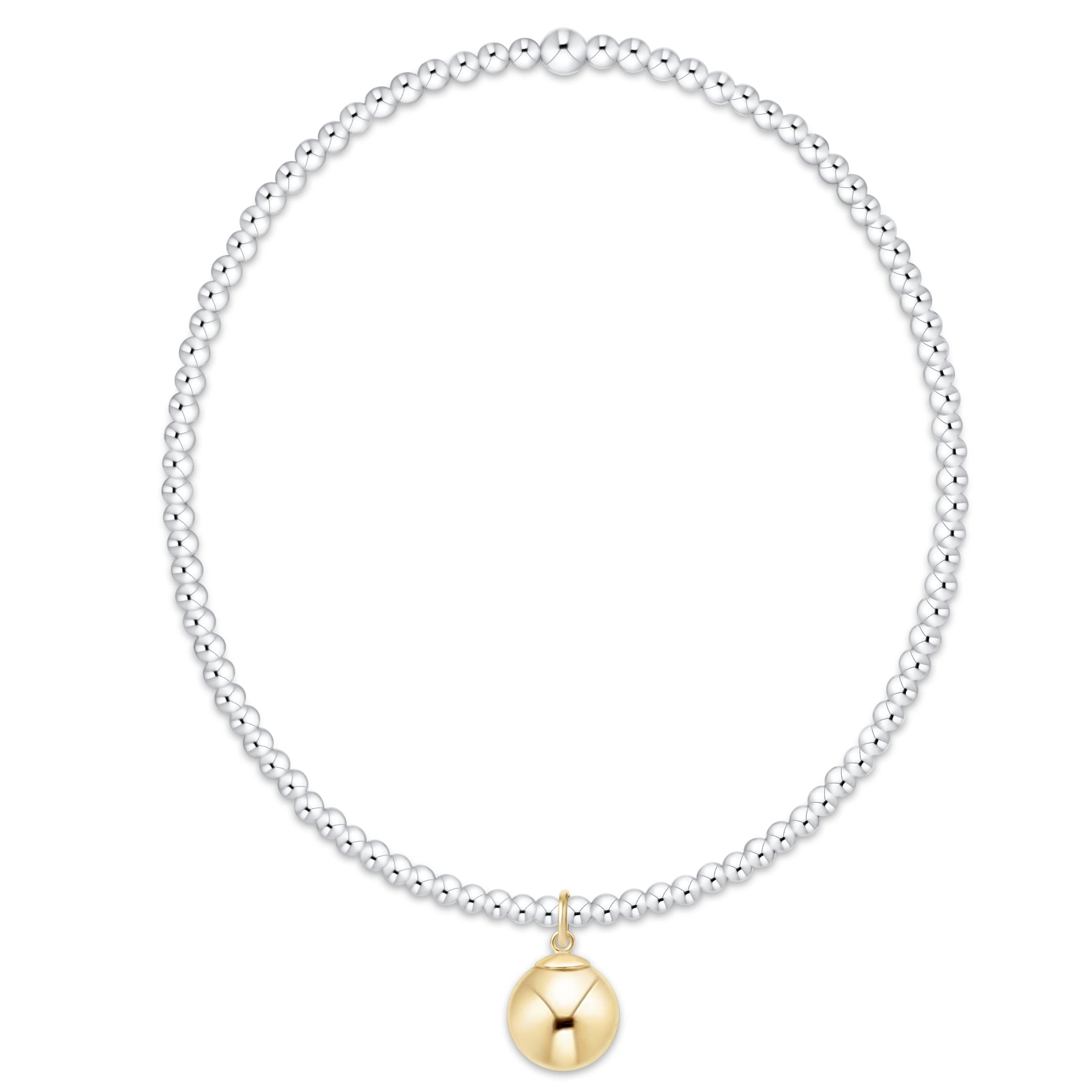 E Newton Classic Mixed Metal 2mm Bracelet Classic Gold 8mm Charm