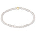 Pearl necklace with a gold clasp on a white background
