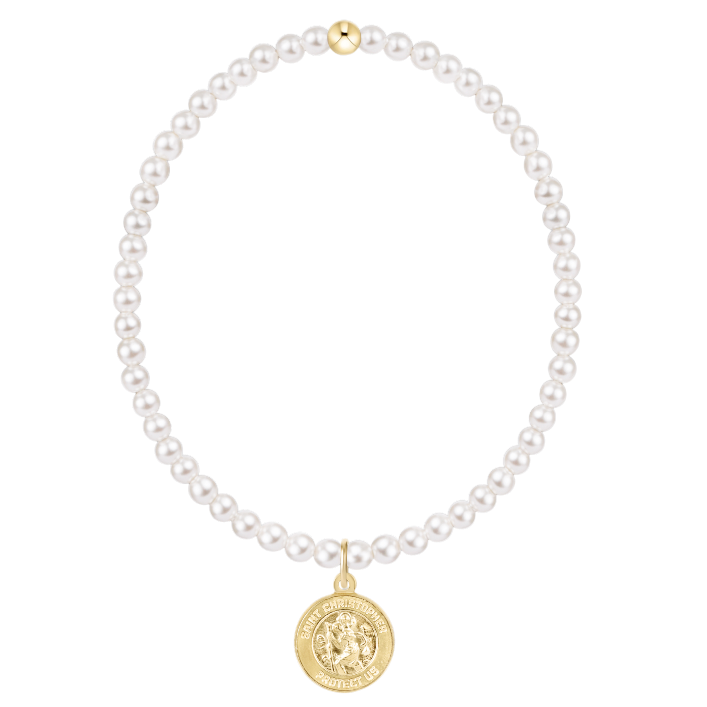 E Newton Classic Pearl 3mm Bracelet Protection Gold Disc