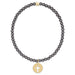 E Newton Classic Pearl Dark Grey 3mm Bracelet - Blessed Gold Disc