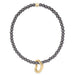 E Newton Classic Pearl Dark Grey 3mm Bracelet - Love Gold Charm