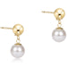 Gold and pearl earrings on a white background