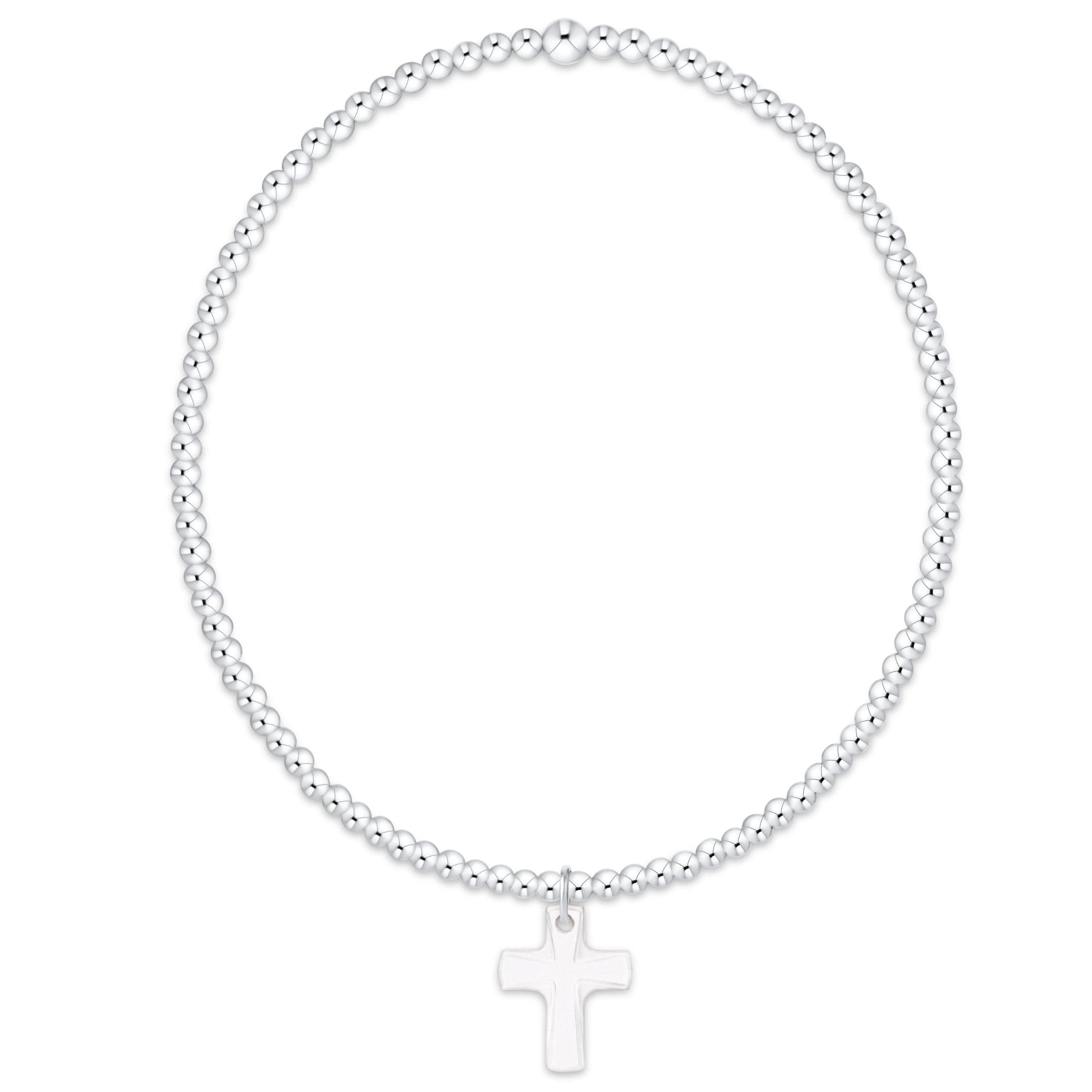 E Newton Classic Sterling 2mm Bracelet Blessed Crystal Charm