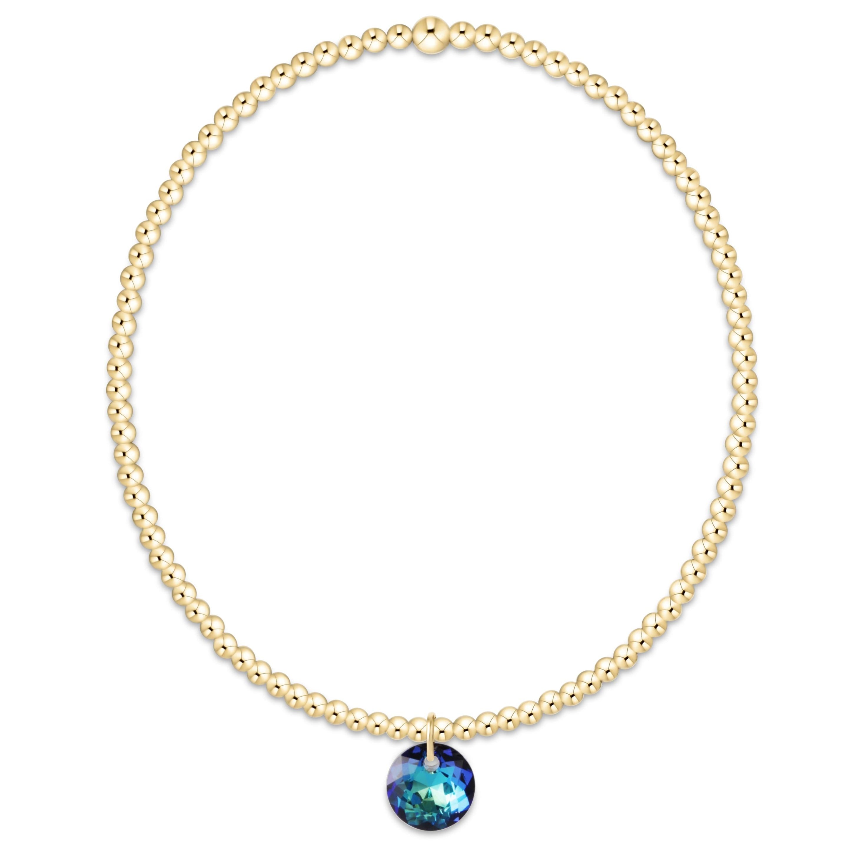 E Newton December Classic Gold 2mm Bracelet - Reflection Small Charm