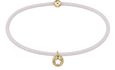 E Newton *Extends* Hope Unwritten Bracelet - White - Star Small Gold Disc