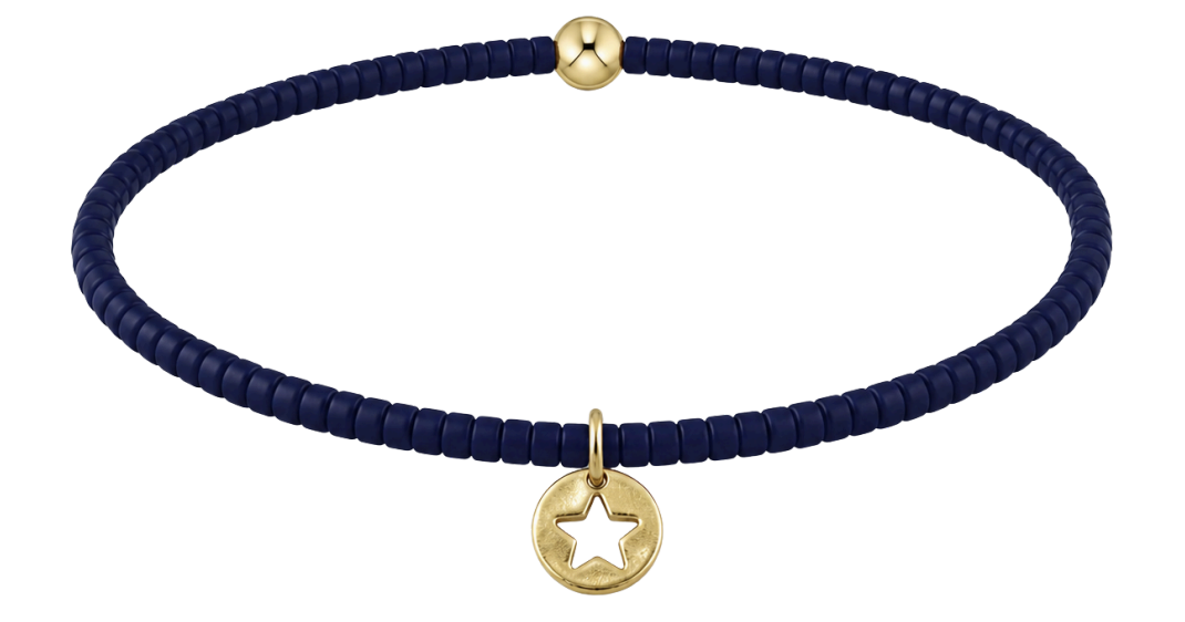 E Newton *Extends* Hope Unwritten Bracelet Navy Star Small Gold Disc