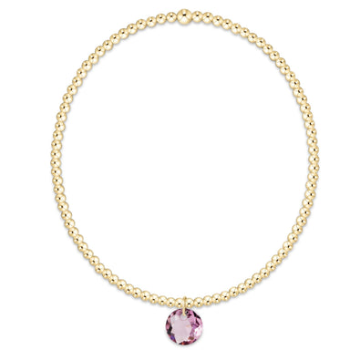 E Newton February Classic Gold 3mm Bracelet - Reflection Charm