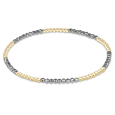E Newton Gold Bliss 2mm Bead Bracelet - Silver Faceted Hematite