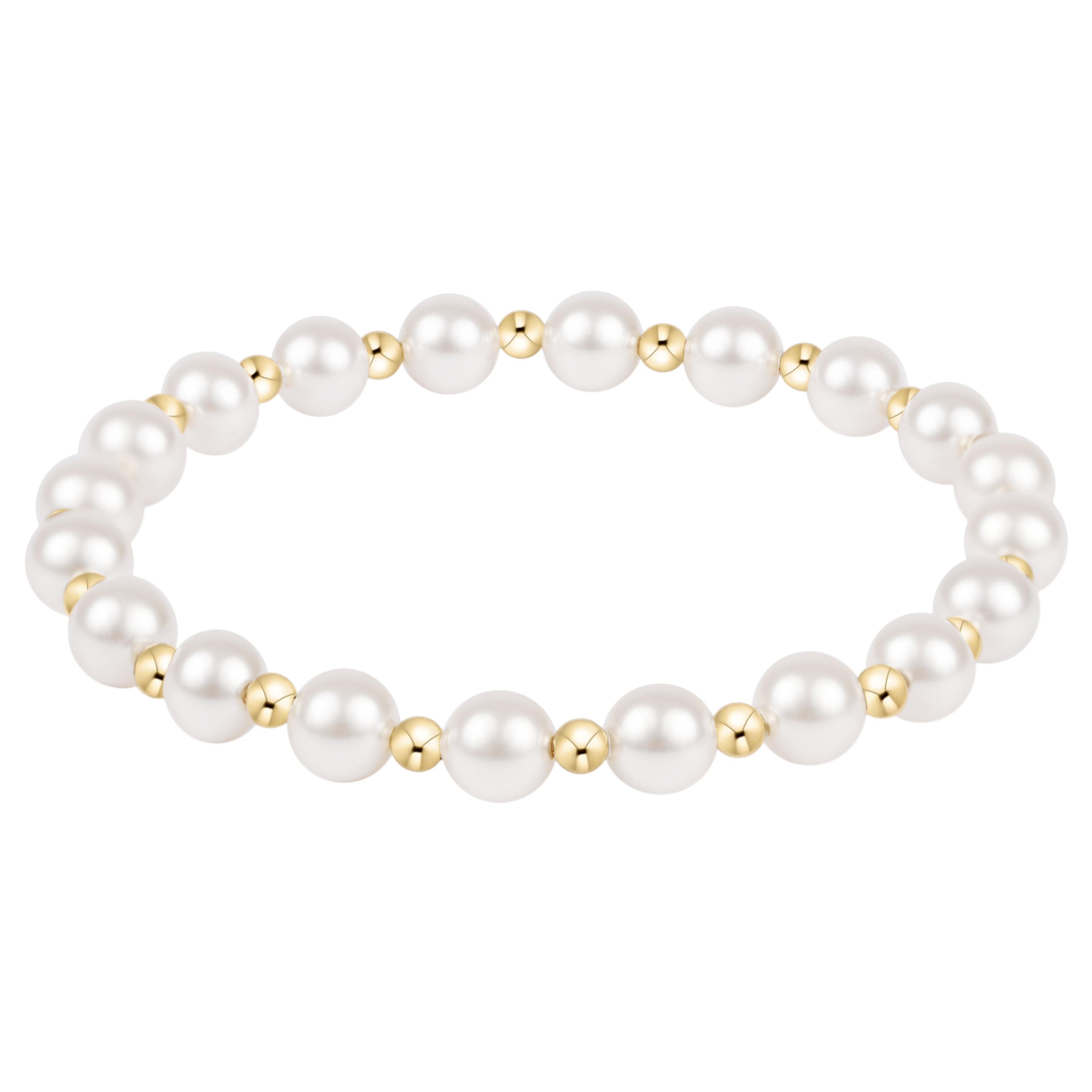 Pearl bracelet with gold accents on a white background
