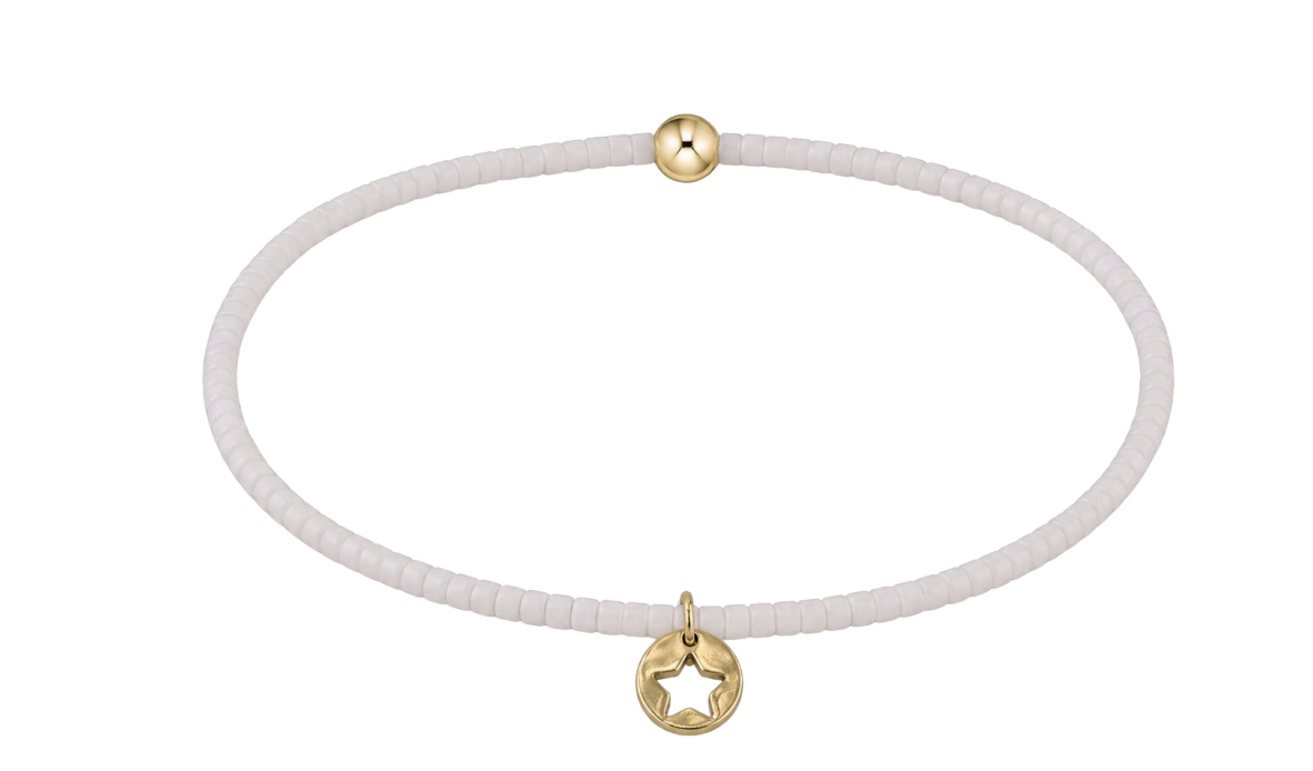 E Newton Hope Classic Bracelet - White - Star Small Gold Disc