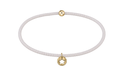 E Newton Hope Classic Bracelet - White - Star Small Gold Disc
