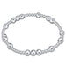 Silver beaded bracelet on a white background
