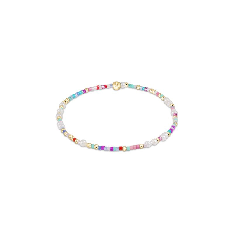 Multicolored beaded bracelet on a white background