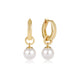 E Newton Huggie Gold .5" Hoop + Classic Pearl 8mm Charm Earring