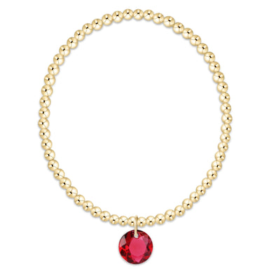 E Newton July Classic Gold 3mm Bracelet -  July Reflection Charm