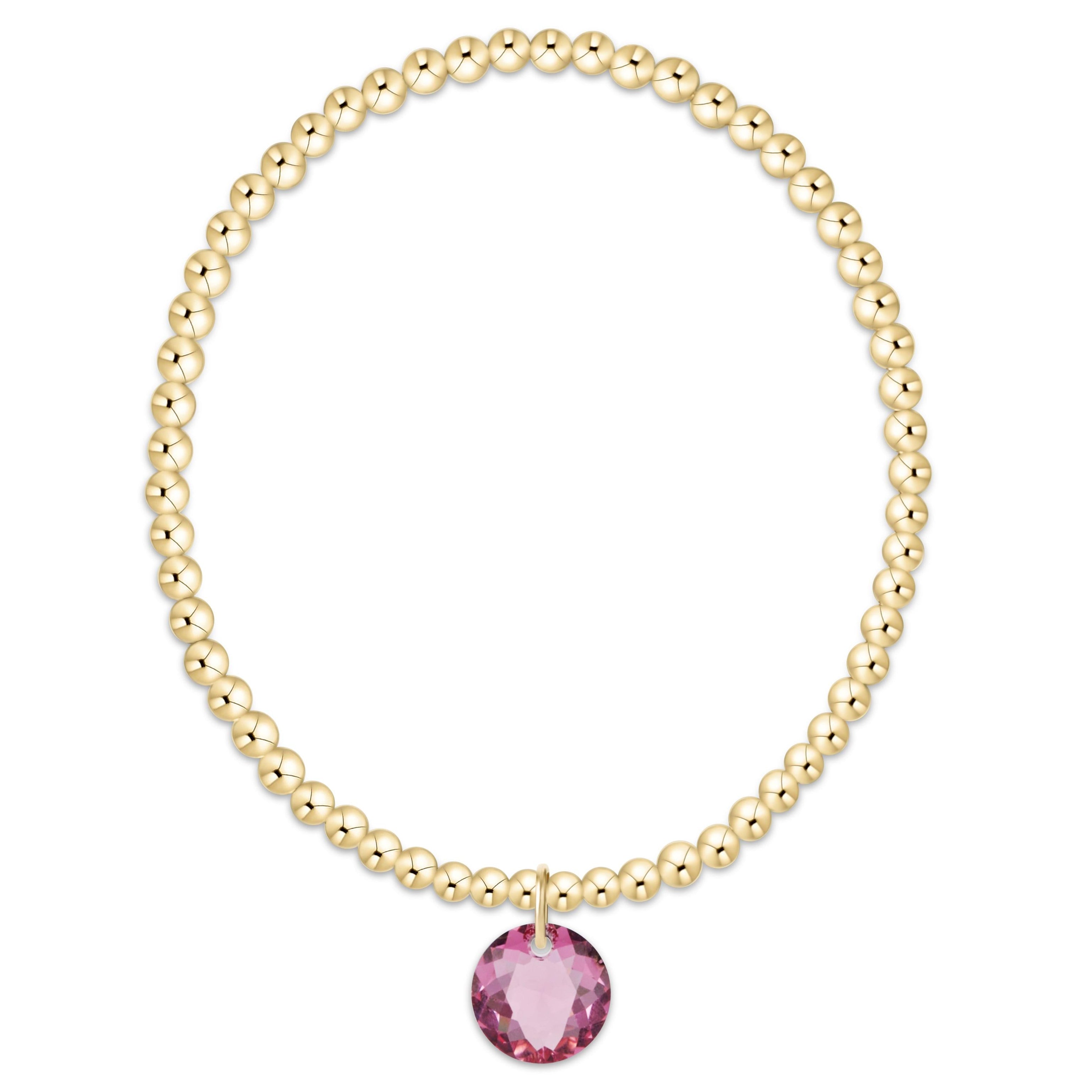 E Newton October Classic Gold 3mm Bracelet - Reflection Charm 