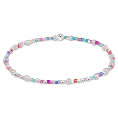 Multicolored beaded bracelet on a white background