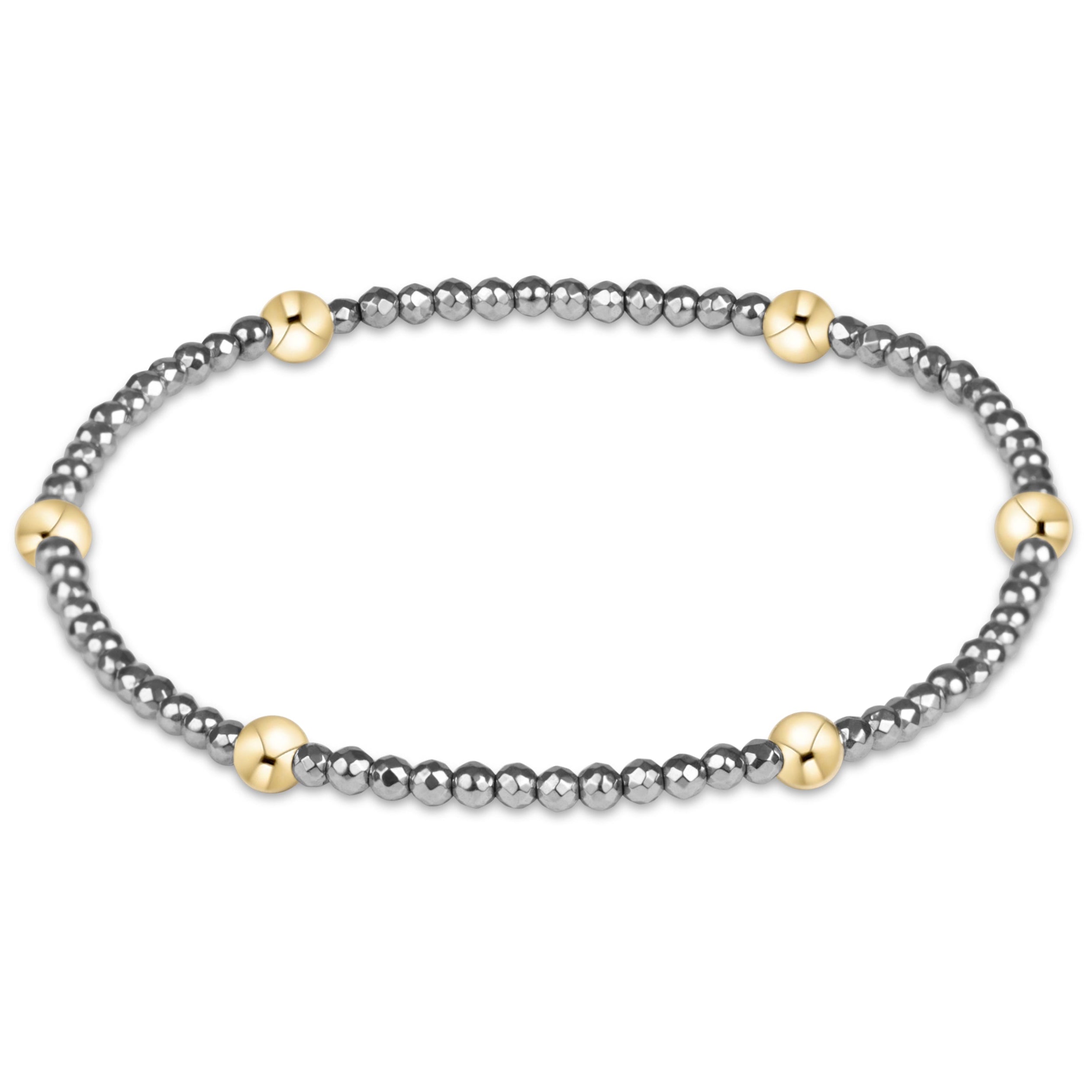 E Newton Presence Silver Faceted Hematite 2mm Bracelet