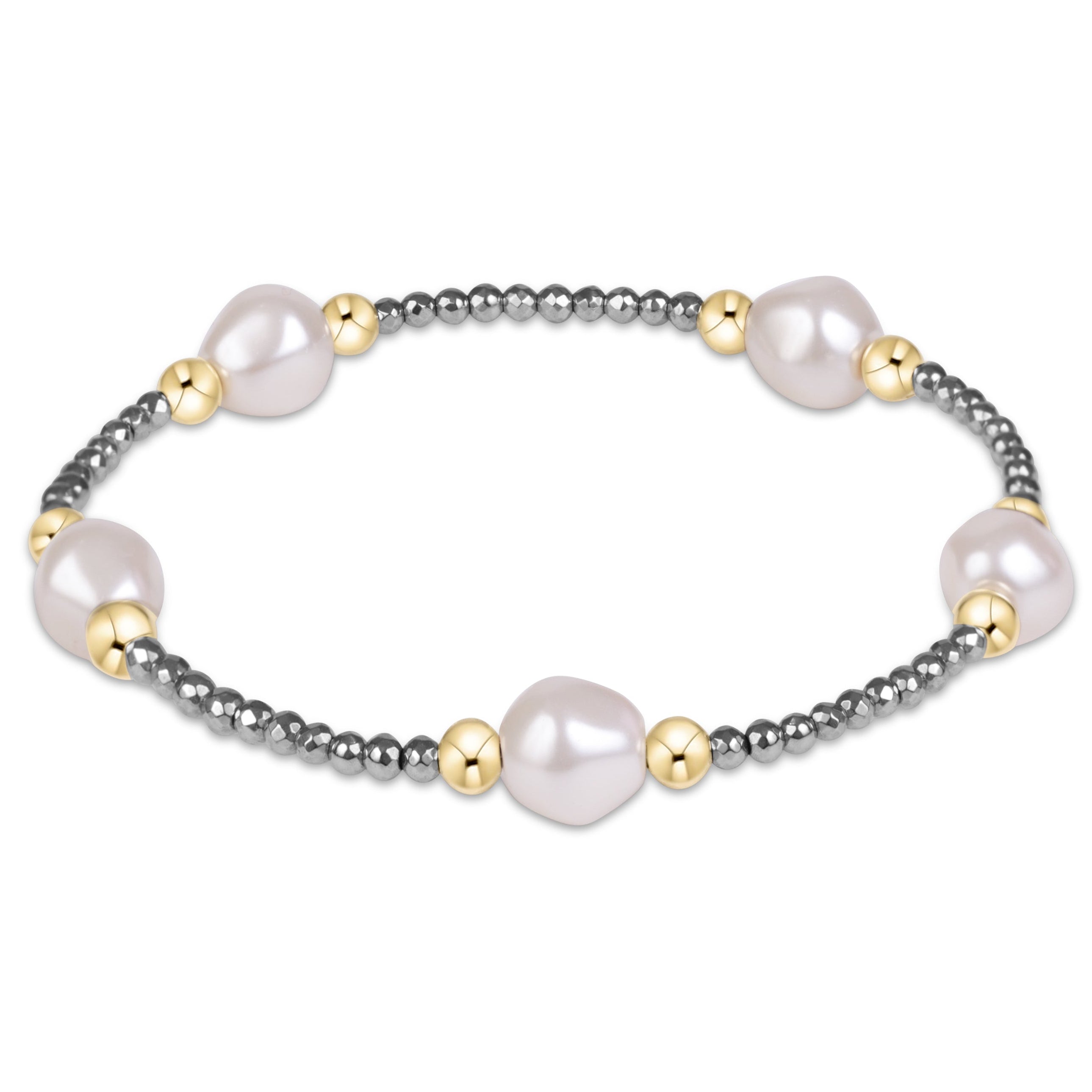 E Newton Purpose Admire Pearl 8mm Silver Faceted Hematite Bracelet