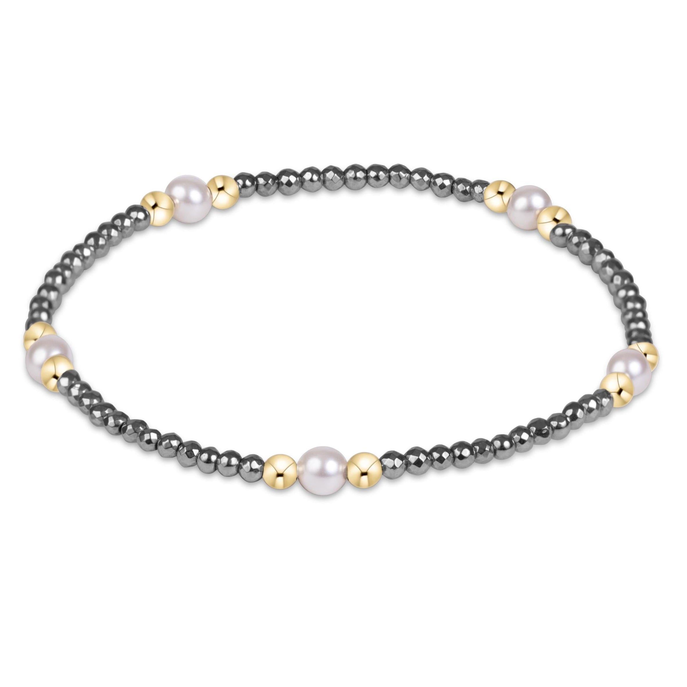 E Newton Purpose Pearl 4mm Silver Faceted Hematite Bracelet