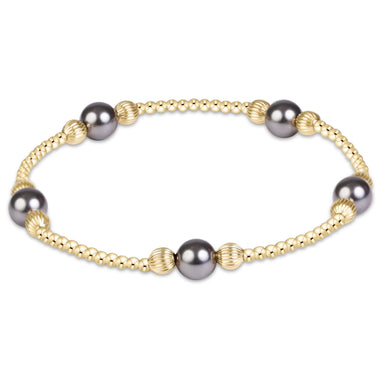 E Newton Purpose Pearl Dark Grey 6mm Dignity Gold Bracelet