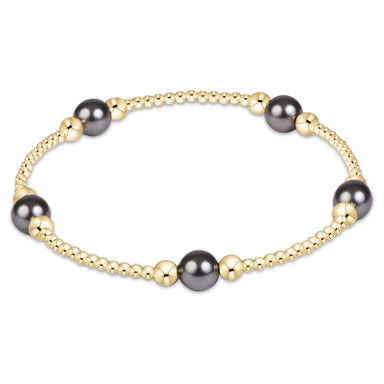E Newton Purpose Pearl Dark Grey 6mm Gold Bracelet