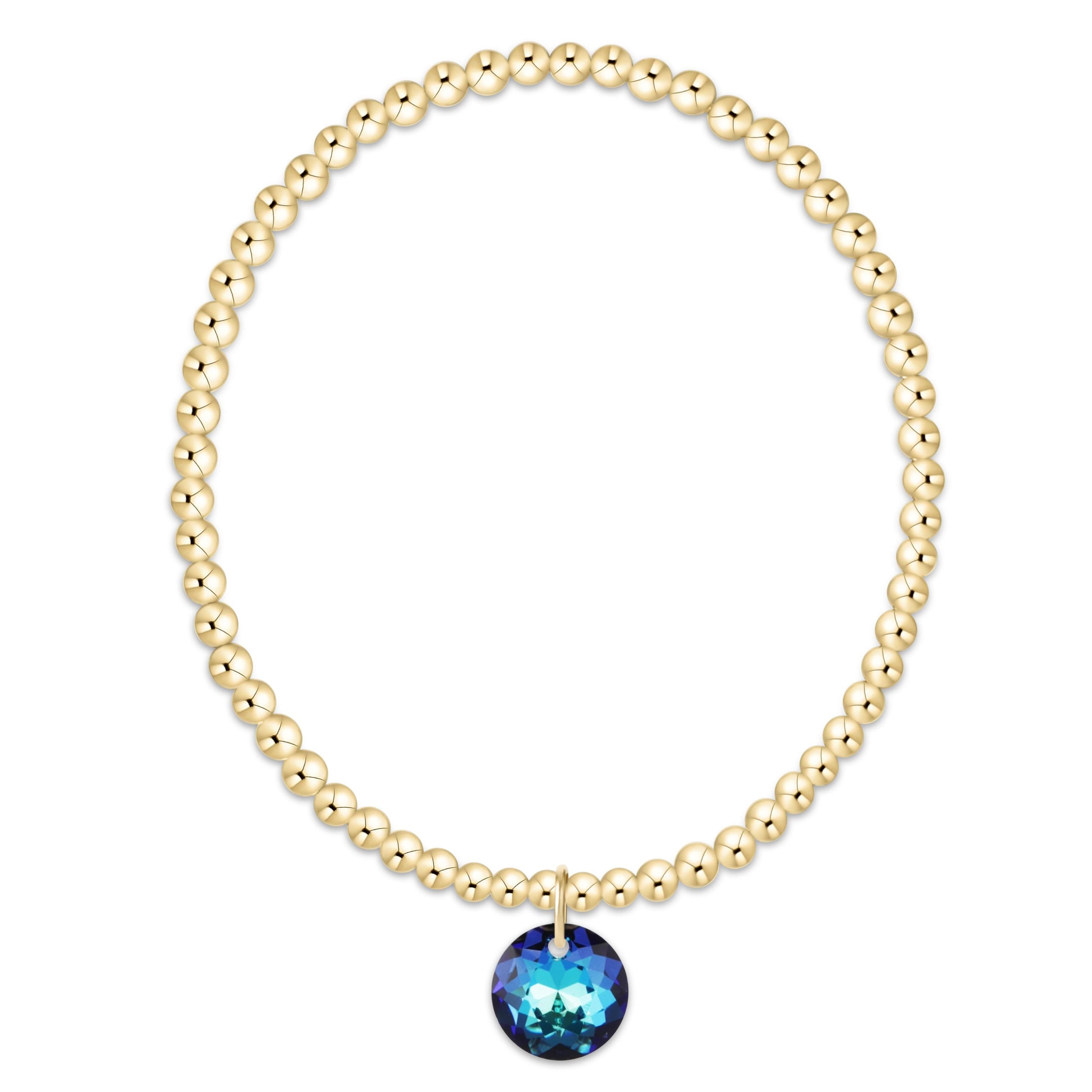 E Newton Reflection Charm Bracelet December Birthstone Gold 3mm