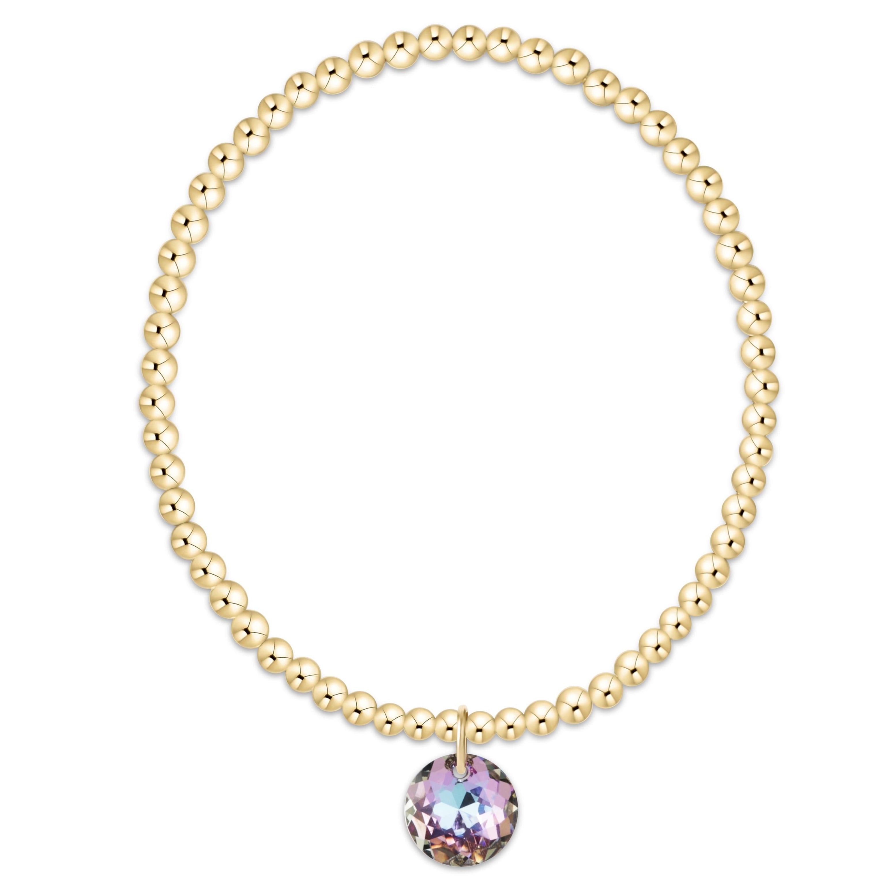 E Newton Reflection Charm Bracelet June Birthstone Gold 3mm