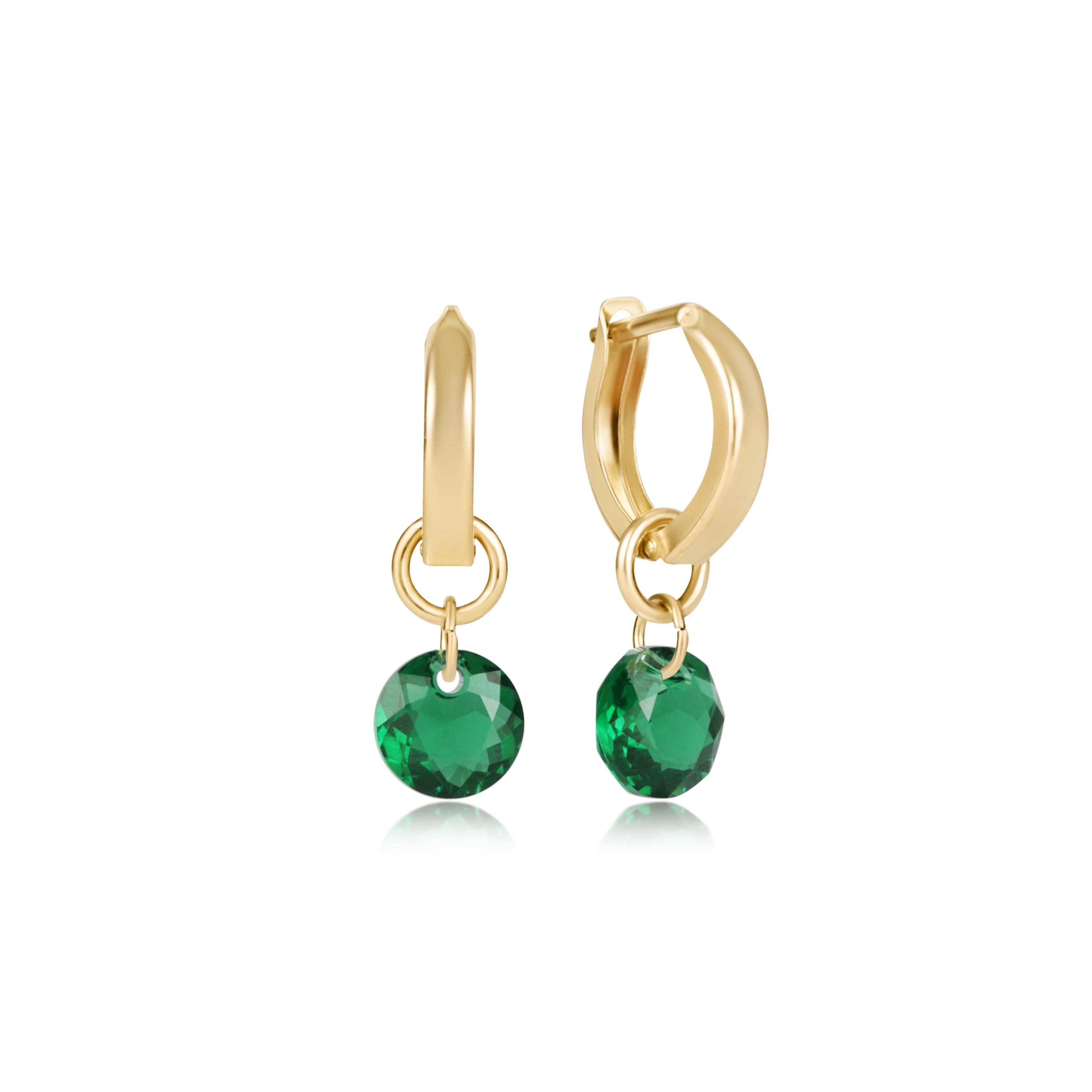 E Newton Reflection Huggie Hoop - 14kt Gold-Filled Emerald Pendant - May 5