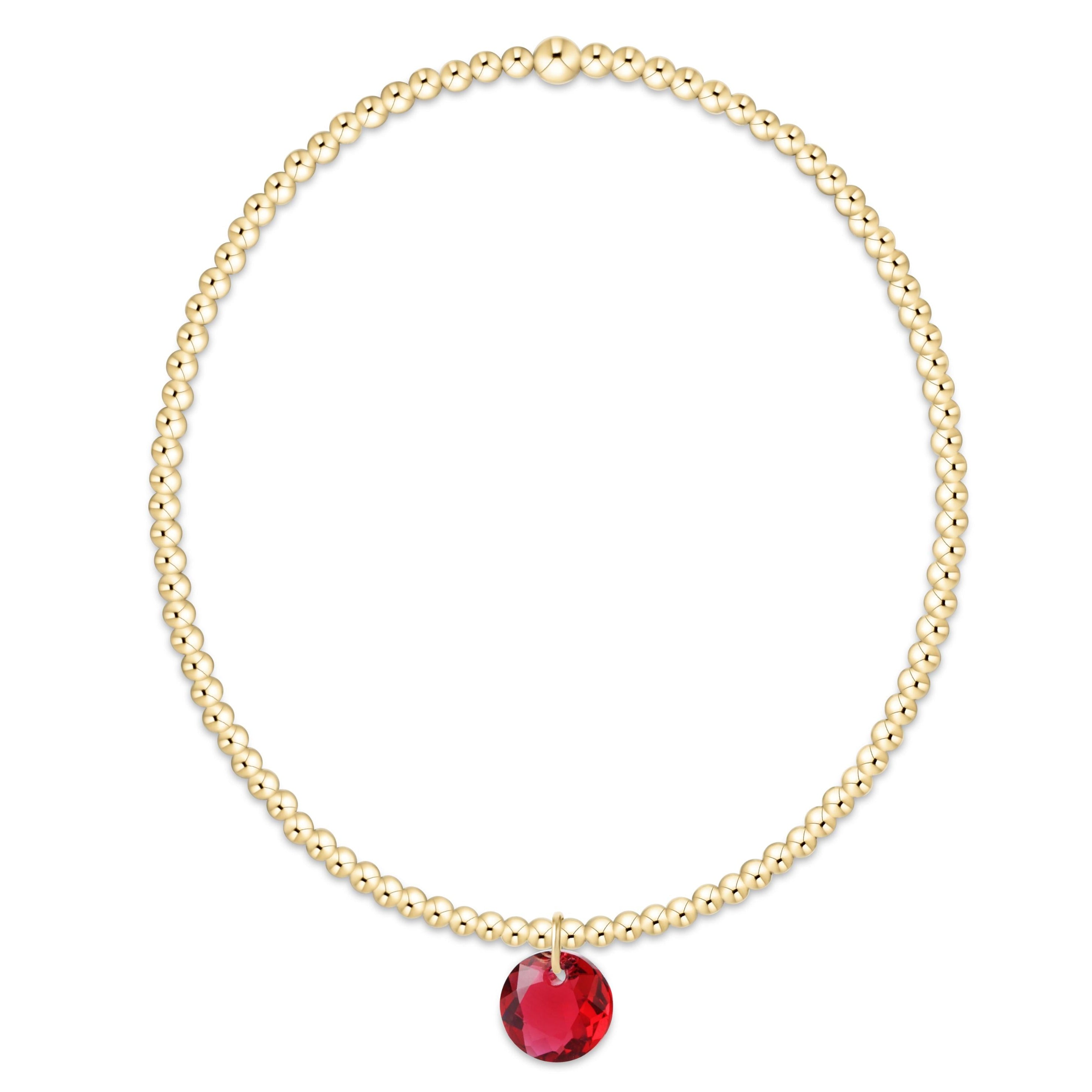 E Newton Reflection Small Charm Bracelet July Birthstone Gold 2mm