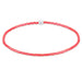 Necklace with pink beads and a silver clasp on a white background