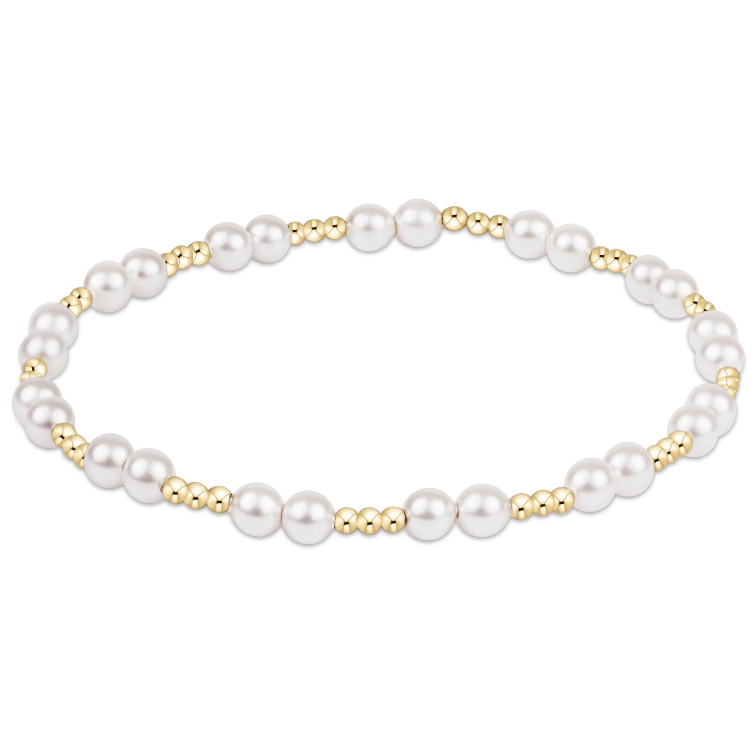 Pearl bracelet with gold accents on a white background